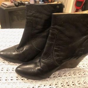 Frye leather wedge zip up boots